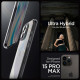 Pilkas / skaidrus dėklas Apple iPhone 15 Pro Max telefonui "Spigen Ultra Hybrid"