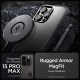 Matinis juodas dėklas Apple iPhone 15 Pro Max telefonui "Spigen Rugged Armor Mag Magsafe"