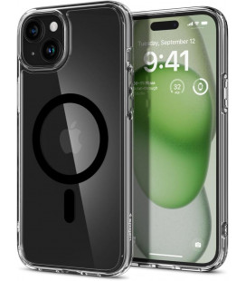 Skaidrus (Juodas) dėklas Apple iPhone 15 telefonui "Spigen Ultra Hybrid MAG Magsafe"