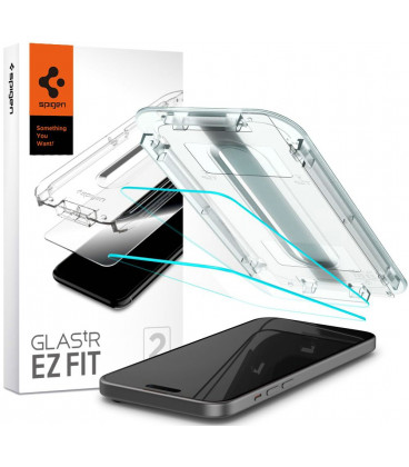 Apsauginis grūdintas stiklas Apple iPhone 15 telefonui "Spigen Glas.TR EZ Fit 2-Pack"