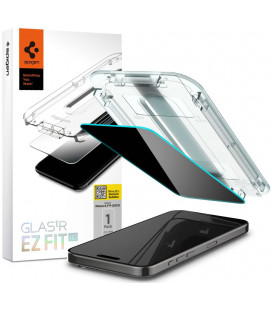 Juodas apsauginis grūdintas stiklas Apple iPhone 15 Pro Max telefonui "Spigen Glas.TR EZ Fit Privacy"
