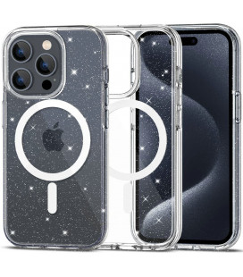 Skaidrus dėklas su blizgučiais Apple iPhone 15 Pro telefonui "Tech-Protect Flexair Hybrid Magsafe Glitter"
