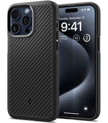 Matinis juodas dėklas Apple iPhone 15 Pro telefonui "Spigen Core Armor"