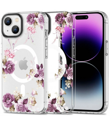 Dėklas su gėlėmis Apple iPhone 15 Plus telefonui "Tech-Protect MAGMood Magsafe Spring Floral"