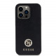 Juodas dėklas Apple iPhone 15 Pro telefonui "Guess PU 4G Strass Metal Logo Case"
