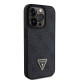 Juodas dėklas Apple iPhone 15 Pro telefonui "Guess PU 4G Strass Triangle Metal Logo Case"