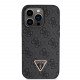 Juodas dėklas su dirželiu Apple iPhone 15 Pro Max telefonui "Guess PU 4G Strass Triangle Metal Logo Case"