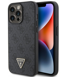 Juodas dėklas Apple iPhone 15 Pro Max telefonui "Guess PU 4G Strass Triangle Metal Logo Case"