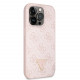 Rožinis dėklas su dirželiu Apple iPhone 15 Pro telefonui "Guess PU 4G Strass Triangle Metal Logo Case"