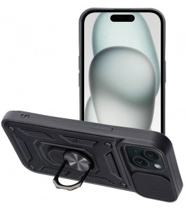 Juodas dėklas Apple iPhone 15 telefonui "Slide Camera Armor"