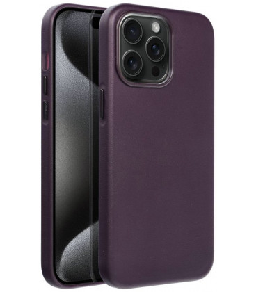 Violetinis odinis dėklas Apple iPhone 15 Pro Max telefonui "Leather Mag Cover"