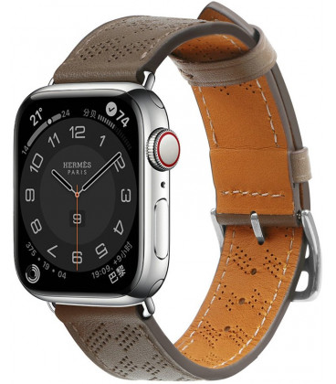 Ruda apyrankė Apple Watch Ultra / SE / 8 / 7 / 6 / 5 / 4 / 3 / 2 / 1 (42 / 44 / 45 / 49 mm) laikrodžiams "Strap Leather"
