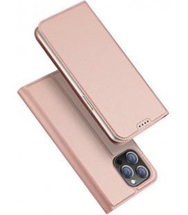 Rausvai auksinės spalvos atverčiamas dėklas Apple iPhone 15 Pro telefonui "Dux Ducis Skin Pro"