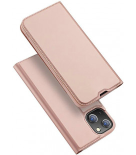 Rausvai auksinės spalvos atverčiamas dėklas Apple iPhone 15 Plus telefonui "Dux Ducis Skin Pro"