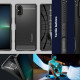 Matinis juodas dėklas Sony Xperia 5 V telefonui "Spigen Rugged Armor"