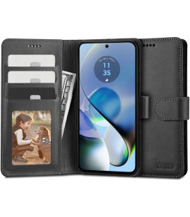 Juodas atverčiamas dėklas Motorola Moto G54 5G telefonui "Tech-Protect Wallet"