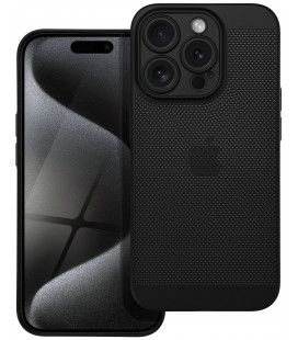 Juodas perforuotas dėklas Apple iPhone 15 Pro telefonui "Breezy Case"