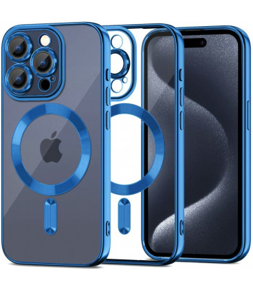 Mėlynas / skaidrus dėklas Apple iPhone 15 Pro Max telefonui "Tech-Protect Magshine Magsafe"