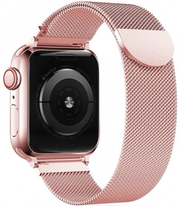 Rausvai auksinė apyrankė Apple Watch 6 / 7 / 8 / 9 / 10 / SE (40 / 41 / 42 mm) laikrodžiui "Tech-Protect Milaneseband"