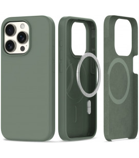 Žalias (Olive) dėklas Apple iPhone 15 Pro Max telefonui "Tech-Protect Silicone Magsafe"