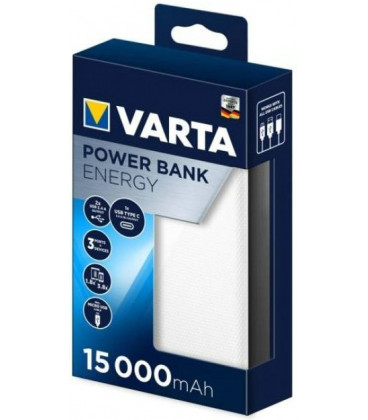 Balta Išorinė baterija Power Bank 3A 15000mAh "VARTA Powerbank Energy"