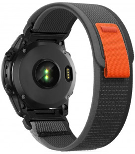 Juoda / oranžinė apyrankė Garmin Fenix 5X / 3HR / 5X Plus / 6X / 6X Pro / 7X / 8 / 8 Pro (51 mm) "Tech-Protect Nylon"