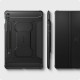 Juodas atverčiamas dėklas Samsung Galaxy Tab S9 FE Plus 12.4 X610 / X616B planšetei "Spigen Rugged Armor PRO"