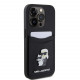 Juodas dėklas Apple iPhone 15 Pro telefonui "Karl Lagerfeld PU Saffiano Card Slot Metal Karl and Choupette Case"