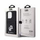 Juodas dėklas Apple iPhone 15 Pro telefonui "Karl Lagerfeld PU Saffiano Card Slot Metal Karl and Choupette Case"