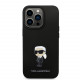 Juodas dėklas Apple iPhone 15 Pro telefonui "Karl Lagerfeld Liquid Silicone Metal Ikonik Case"