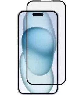 5D juodas apsauginis grūdintas stiklas Apple iPhone 15 telefonui "Full Glue"