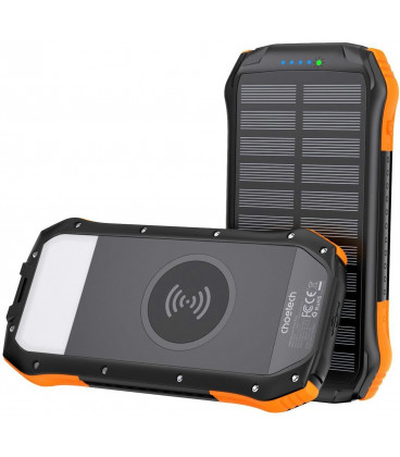 Juoda išorinė baterija 20000mAh PD 20W / QC 18W / Qi 10W "Choetech Solar B657"