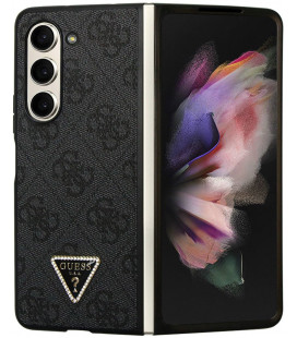 Juodas dėklas Samsung Galaxy Z Fold 5 telefonui "Guess 4G PU Leather Triangle Case"