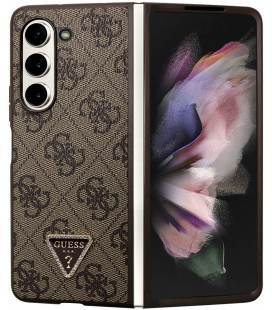 Rudas dėklas Samsung Galaxy Z Fold 5 telefonui "Guess 4G PU Leather Triangle Case"
