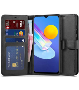 Juodas atverčiamas dėklas Vivo Y72 5G telefonui "Tech-Protect Wallet"