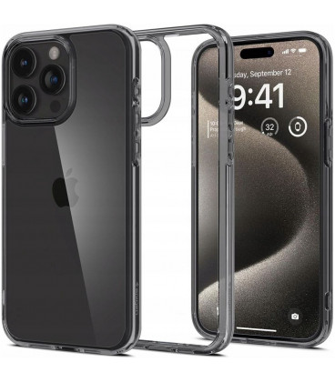 Pilkas / skaidrus dėklas Apple iPhone 15 Pro telefonui "Spigen Ultra Hybrid"