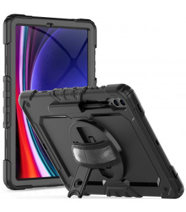 Juodas dėklas Samsung Galaxy Tab S9 FE Plus 12.4 X610 / X616B planšetei "Tech-Protect Solid360"