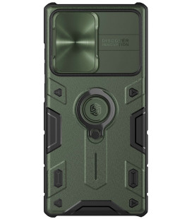 Žalias dėklas Samsung Galaxy S22 Ultra telefonui "Nillkin CamShield Armor Pro Hard"