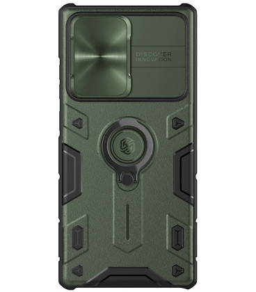 Žalias dėklas Samsung Galaxy S22 Ultra telefonui "Nillkin CamShield Armor Pro Hard"