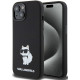 Juodas dėklas Apple iPhone 15 telefonui "Karl Lagerfeld Liquid Silicone Choupette NFT Case"