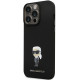 Juodas dėklas Apple iPhone 15 Pro Max telefonui "Karl Lagerfeld Liquid Silicone Metal Ikonik Case"