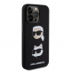 Juodas dėklas Apple iPhone 15 Pro Max telefonui "Karl Lagerfeld Liquid Silicone Karl and Choupette Heads Case"