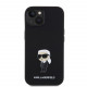 Juodas dėklas Apple iPhone 15 telefonui "Karl Lagerfeld Liquid Silicone Metal Ikonik Case"