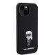 Juodas dėklas Apple iPhone 15 telefonui "Karl Lagerfeld Liquid Silicone Metal Ikonik Case"