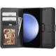 Juodas atverčiamas dėklas Samsung Galaxy S23 FE telefonui "Tech-Protect Wallet"