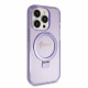 Purpurinis dėklas Apple iPhone 15 Pro telefonui "Guess IML Ring Stand Glitter MagSafe Case"