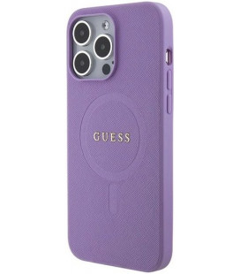 Purpurinis dėklas Apple iPhone 15 Pro telefonui "Guess PU Saffiano MagSafe Case"