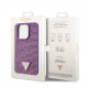 Purpurinis dėklas Apple iPhone 15 Pro telefonui "Guess Rhinestones Triangle Metal Logo Case"