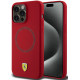 Raudonas dėklas Apple iPhone 15 Pro Max telefonui "Ferrari Silicone Scuderia MagSafe Case"