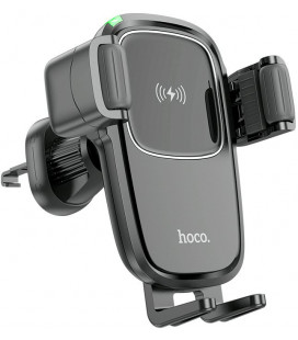 Juodas automobilinis telefono laikiklis su 15W belaidžio krovimo funkcija "Hoco HW1 Pro"